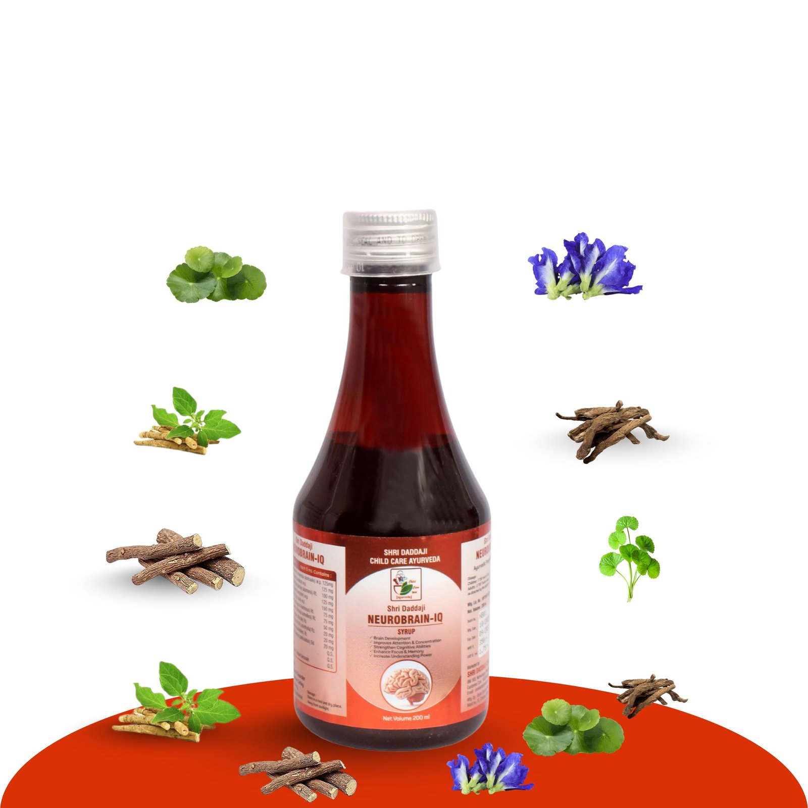Shri Daddaji Neurobrain-IQ Ayurvedic Herbal Syrup – For Behavioural Disorder, Development Delay, Hyperactivity & Sleep Disturbance – 200ml | Natural Brain Tonic for Kids | Ayurvedic Medicine for Mental Wellness.