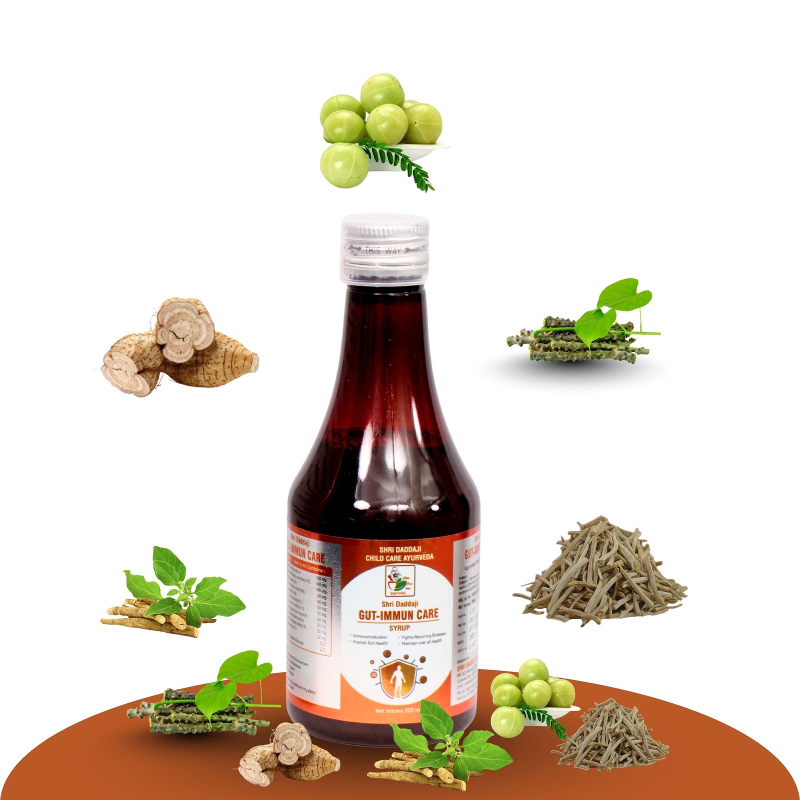 Shri Daddaji Gut-Immun Care Syrup 200ml | Ayurvedic Immunity Booster for Kids | Supports Gut Health & Overall Wellness | Strengthens Body Defense Naturally