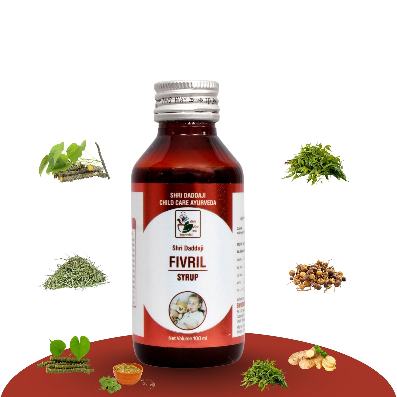 Shri Daddaji FIVRIL Syrup 100 ml | Ayurvedic Fever & Immunity Support Syrup for Children | Helps in Viral Fever, Cold & Body Ache | Natural Immune Support | GMP Certified