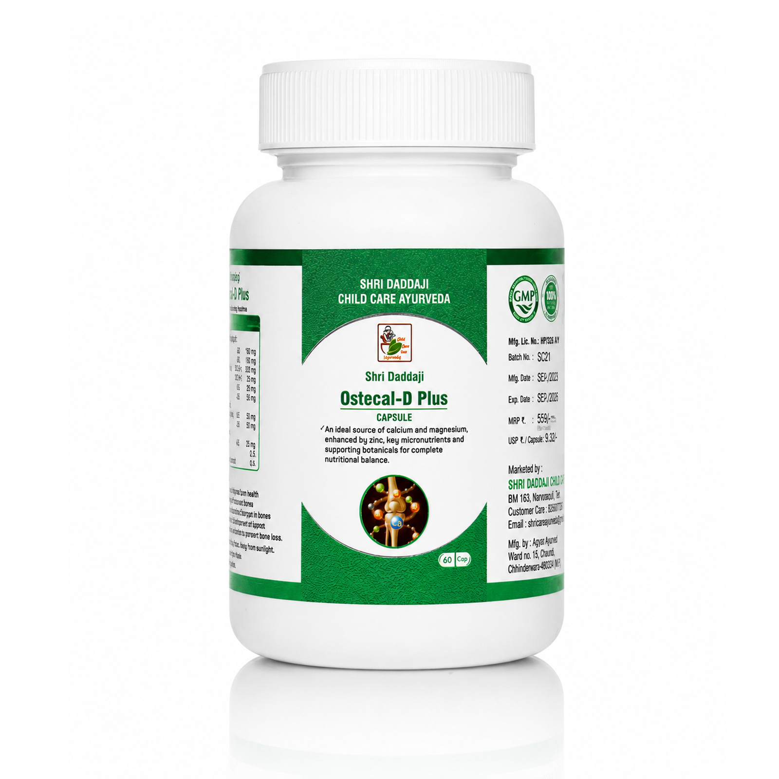 Shri Daddaji Ostecal-D Plus Capsule | Ayurvedic Medicine | Bone Health Support 60 capsules