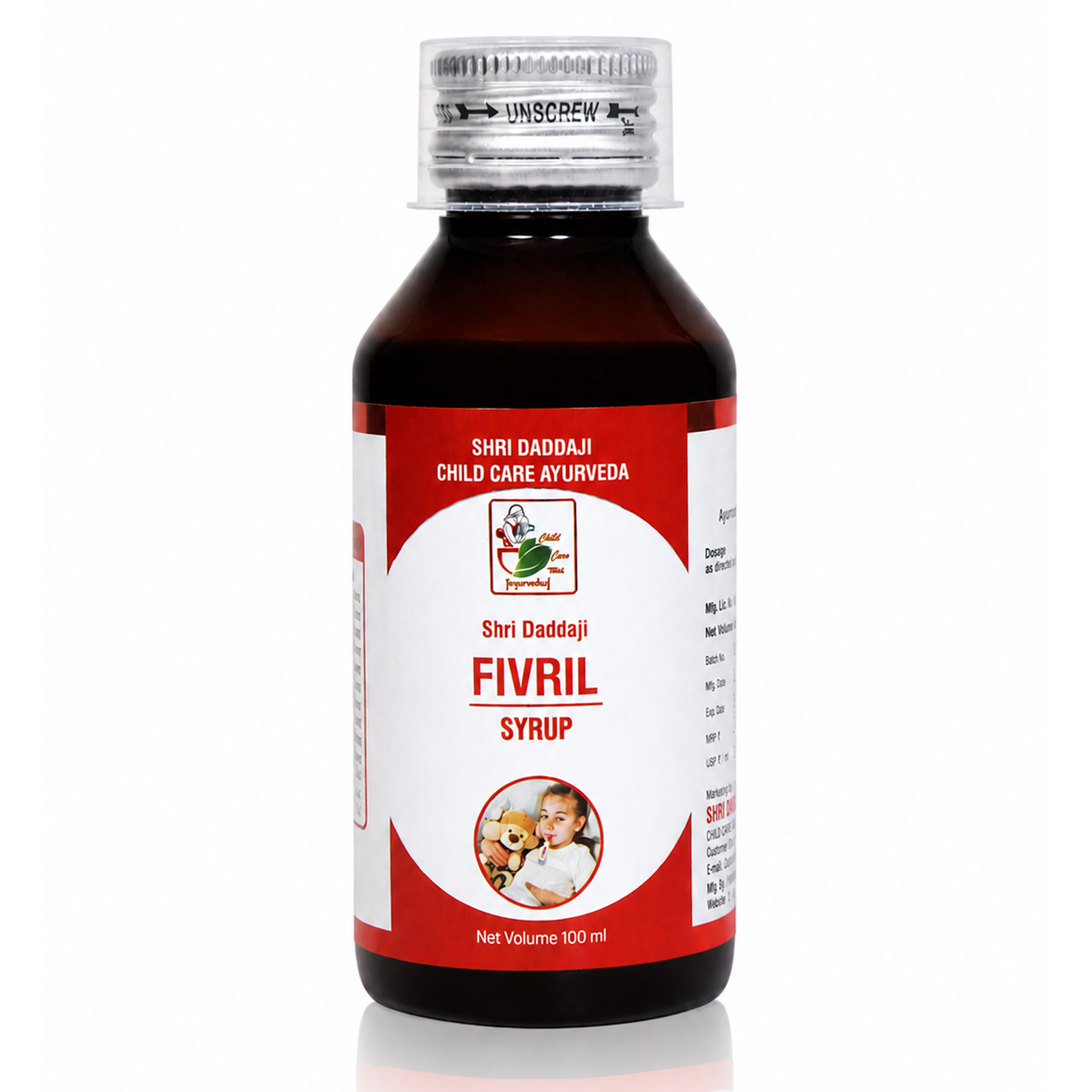 Shri Daddaji FIVRIL Syrup 100 ml | Ayurvedic Fever & Immunity Support Syrup for Children | Helps in Viral Fever, Cold & Body Ache | Natural Immune Support | GMP Certified
