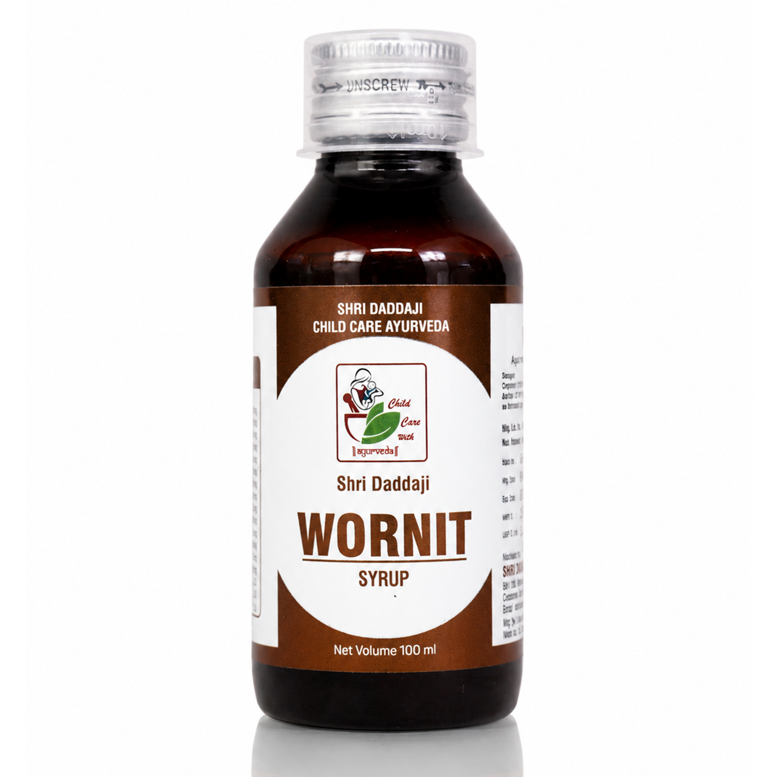 Shri Daddaji Wornit Syrup for Kids – Ayurvedic Deworming Tonic | Relief from Stomach Worms, Gas, Indigestion & Poor Appetite | Digestive Health Support | Safe for Children | 100 ml