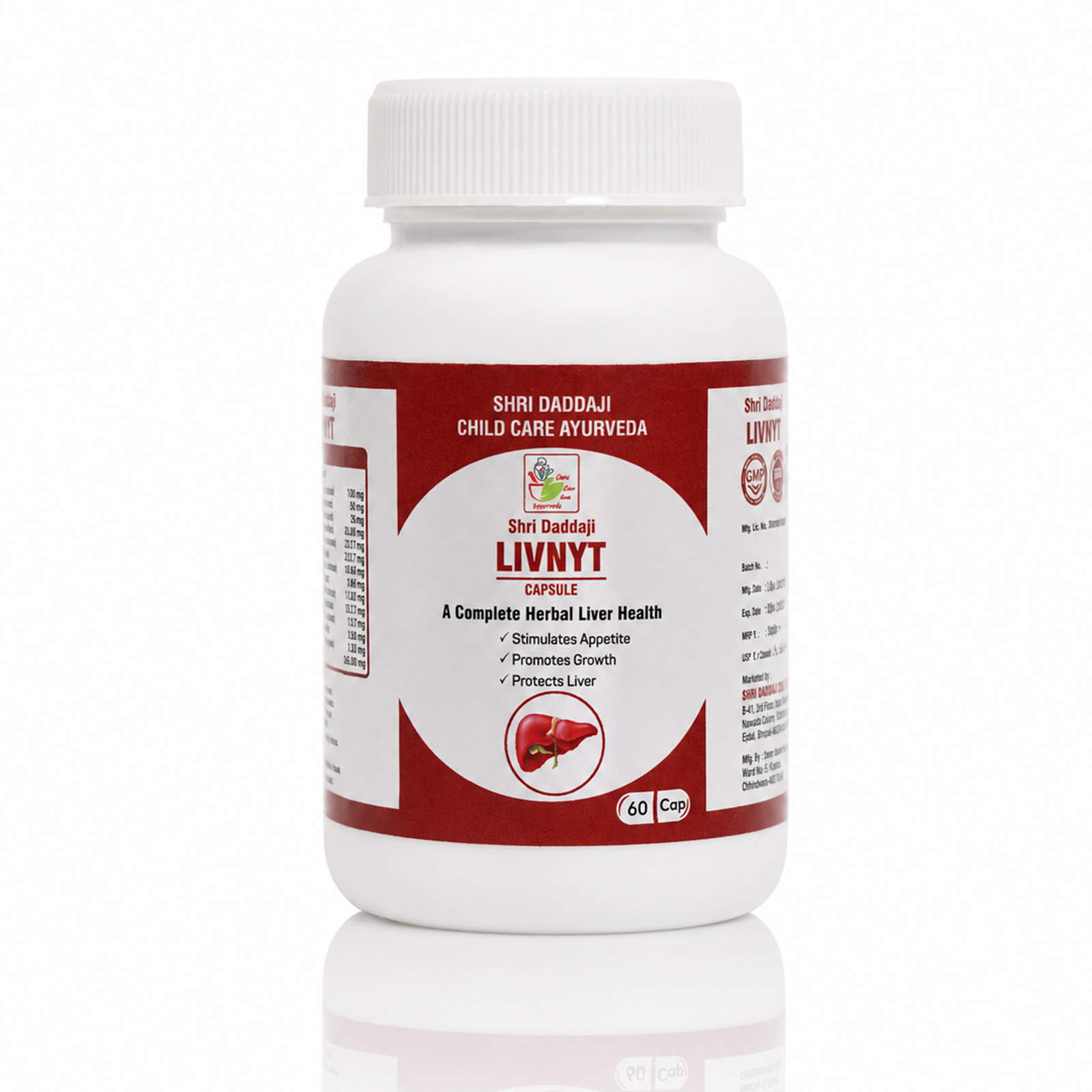 Shri Daddaji LIVNYT Capsule – Ayurvedic Liver Care Supplement | Supports Liver Health, Digestion & Appetite | 60 Capsules |Ayurvedic Formula | GMP Certified