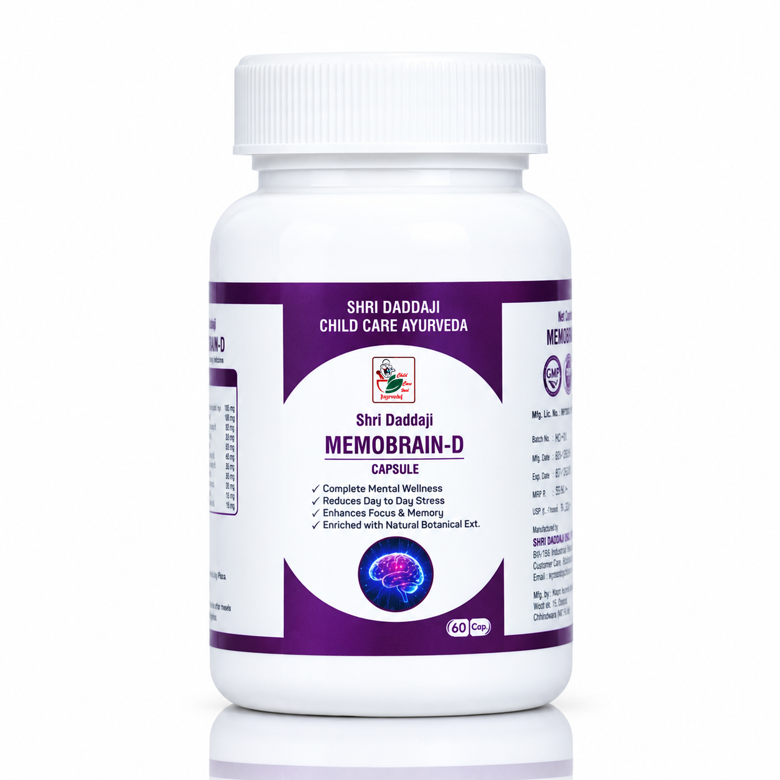 Shri Daddaji MEMOBRAIN-D Capsules – Ayurvedic Support for Memory, Focus & Mental Wellness